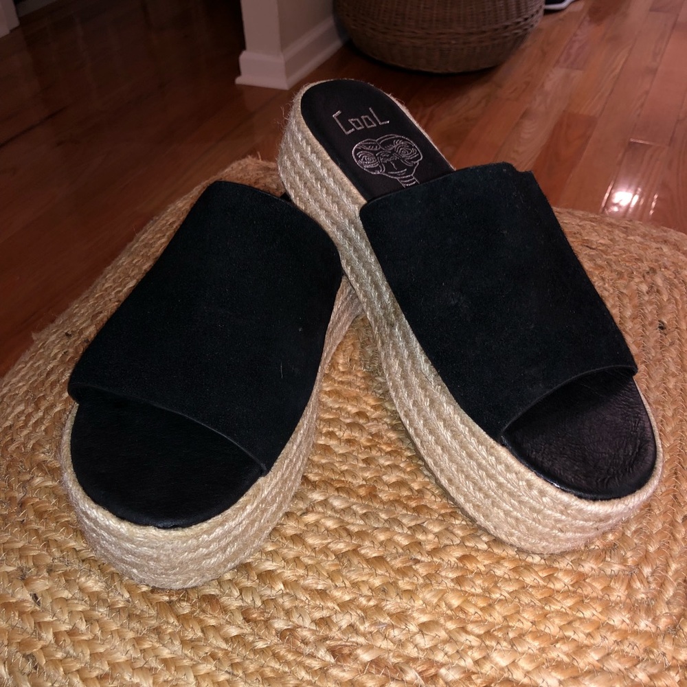 Espadrille Platform Sandal - black suede